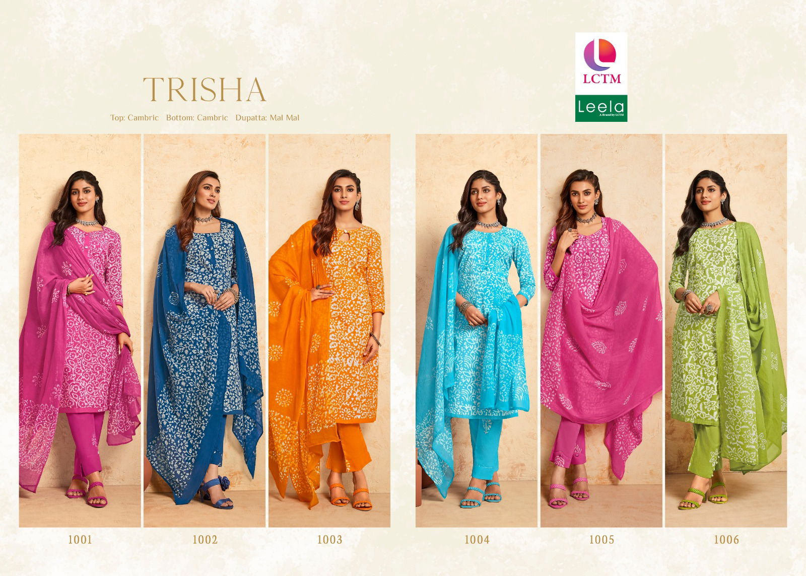 Trisha By Leela Cambric Printed Dress Material Wholesale Price In Surat