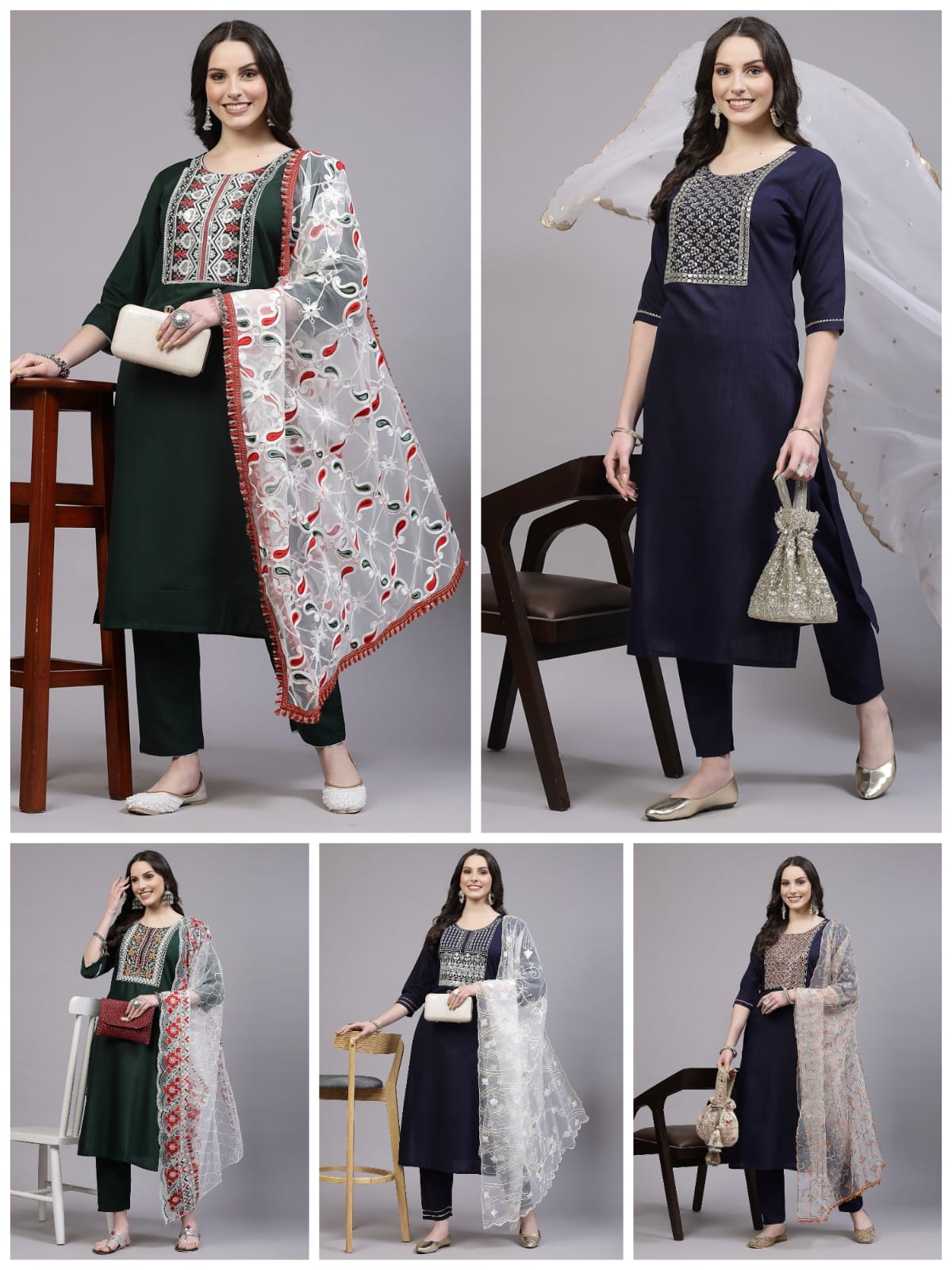 Shamal Viscose Reyon Embroidery Kurti With Bottom Dupatta Wholesale Shop In Surat