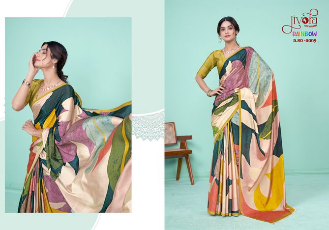 Ranibow By Jivora Crepe Digital Printed Daily Wear Saree Exporters In India