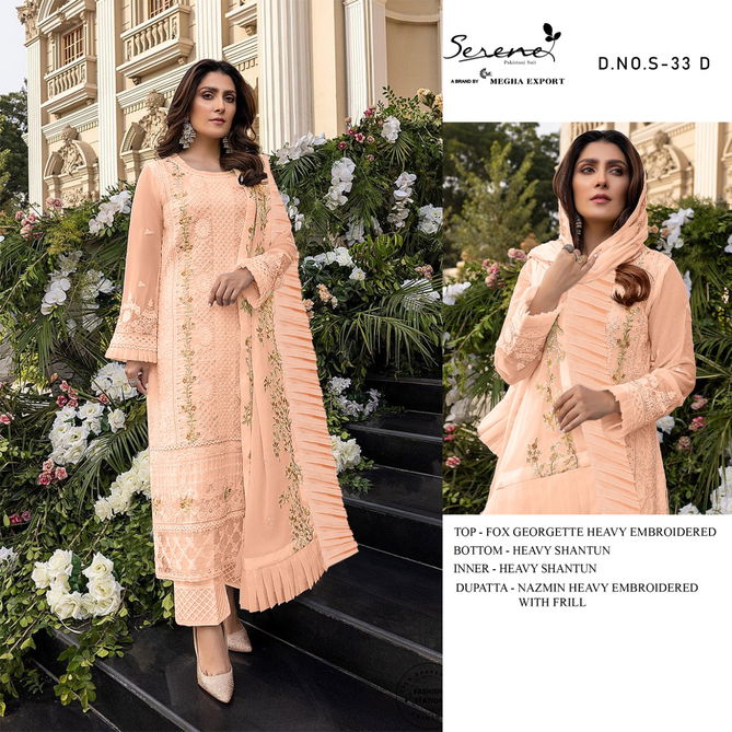 Serene S 33 Fancy Festive Wear Georgette Pakistani Salwar Kameez Collection
