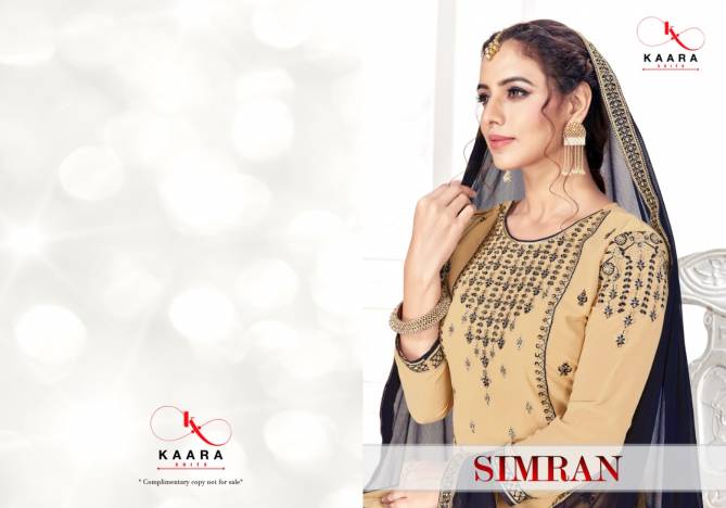 Kaara Simran Designer Fox Georgette with Heavy Embroidery & Fancy Diamond top With Bottom And Four Side Less Dupatta Salwar Suits Collection