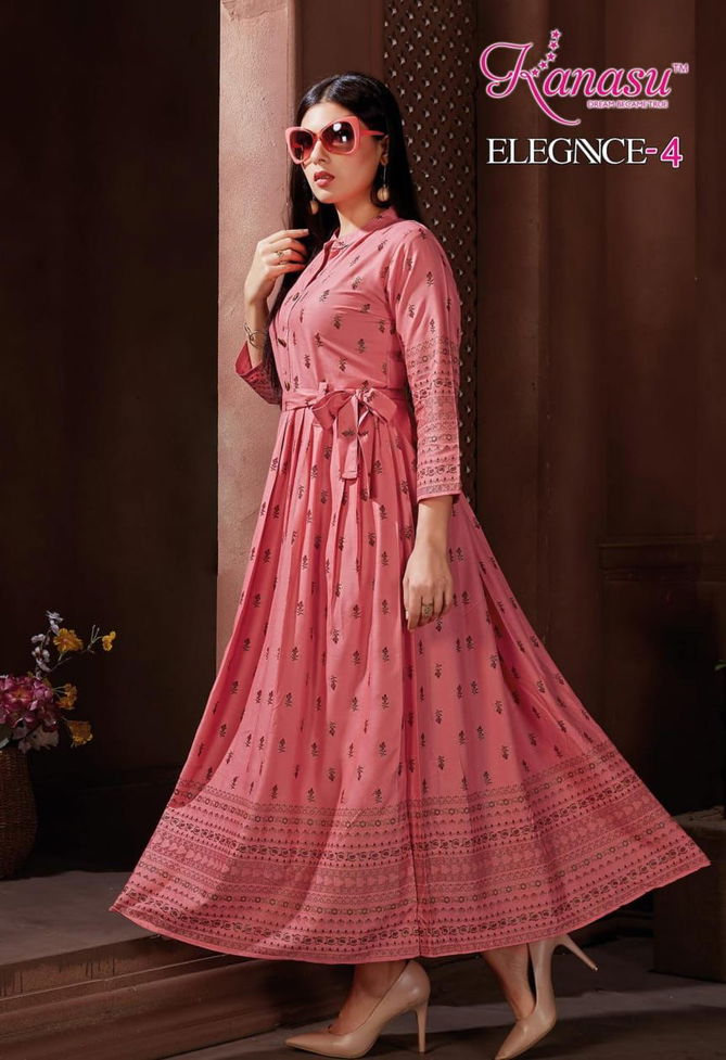 Kanasu Elegance 4 New Designer Ethnic Wear Long Anarkali Kurti Collection