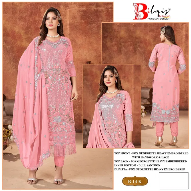 Bilqis B 14 K To N Faux Georgette Pakistani Suits Suppliers In India