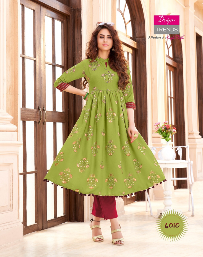 Ethnicity 6 Latest Fancy Festive Wear Designer Exclusive Rayon Embroidery Work Kurtis Collection
