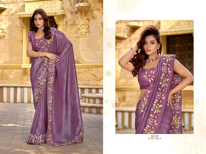 265 A To 265 D Durga fashion Crunchy Chiffon Designer Party Wear Saree Exporters In India