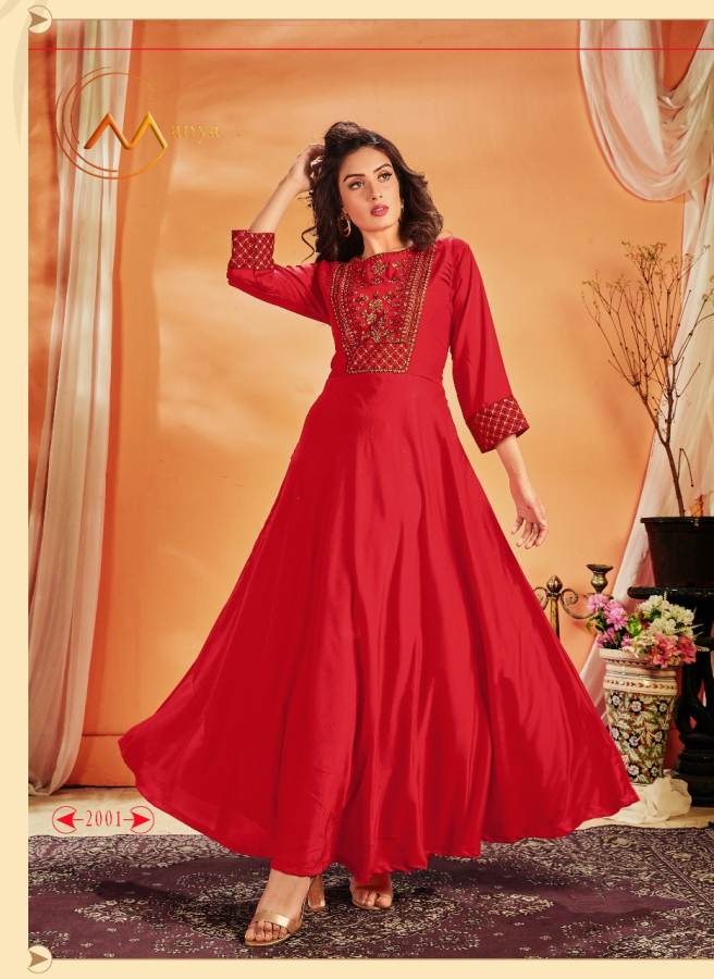 Manya Designer Party Wear Gown With Beautiful Neck And Sleeves Design 