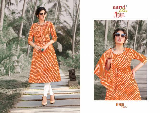 Aarvi Manya 23 Latest Fancy Collection Heavy Rayon Festive Wear Long Kurtis Collection