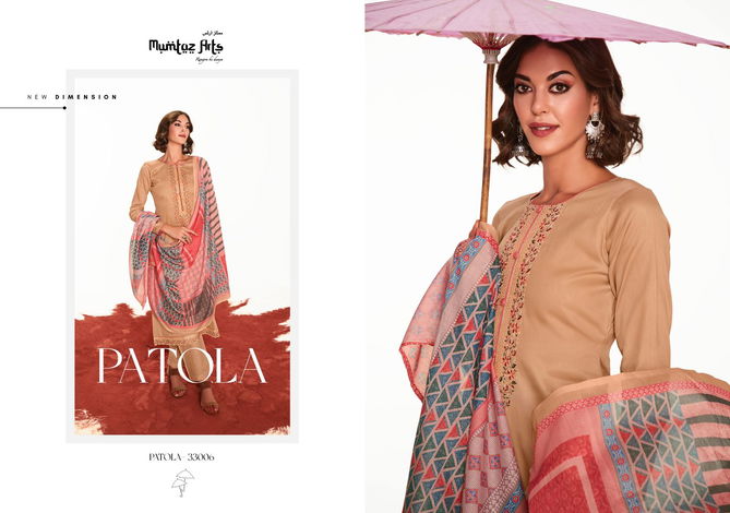 Patola By Mumtaz Arts Digital Printed Pure Jam satin Dress Material Exporters In India