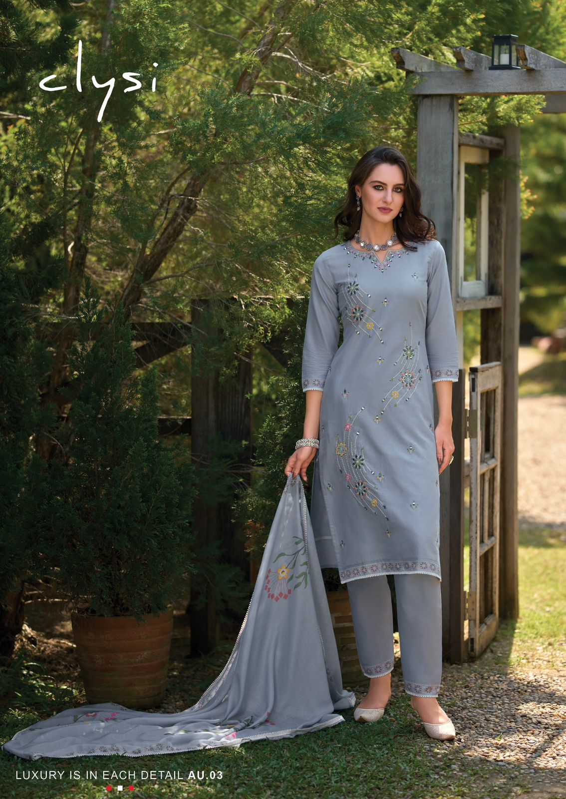 Aura By Clysi Cambric Cotton Kurti With Bottom Dupatta Exporters In India