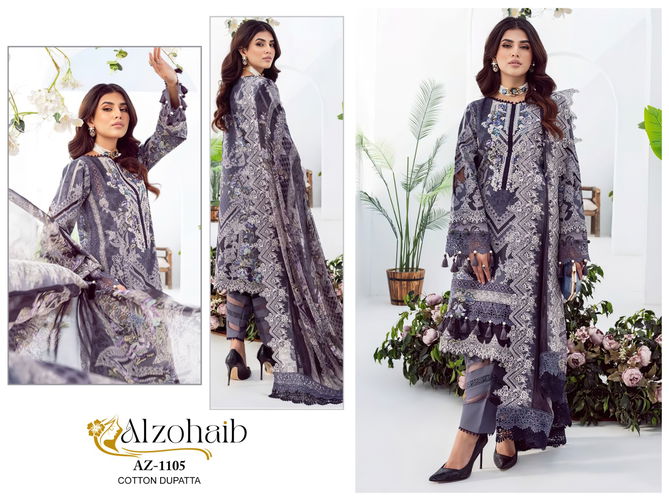 Alzohaib Az 1102 To 1105 Cotton Embroidery Printed Pakistani Suits Exporters In India