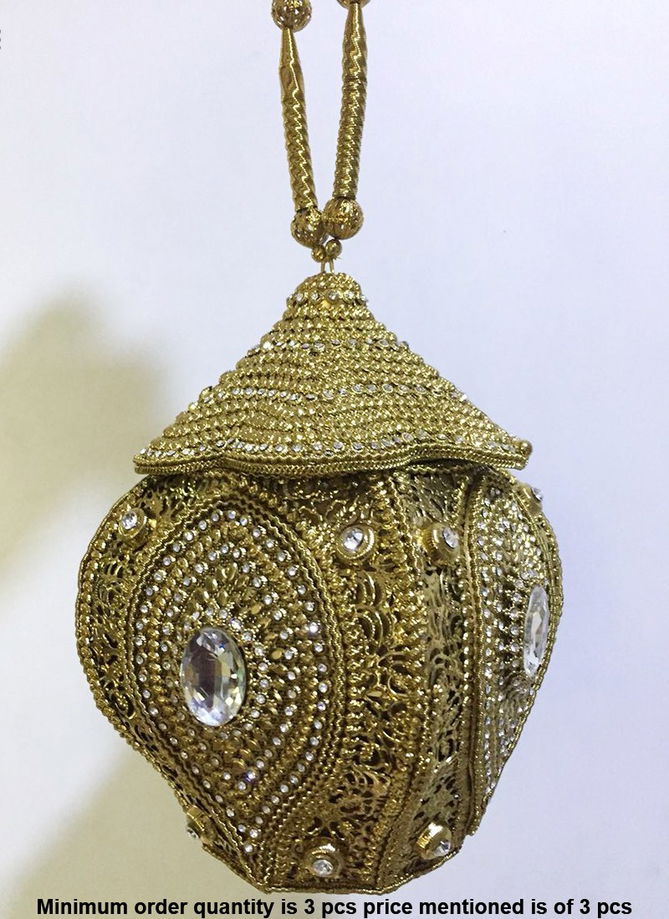 Bridal Stylish Metal Handbag Collection With Diamond And Kundan Work