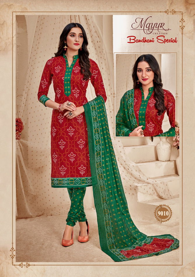 Mayur Bandhani Special 9 Latest Designer Bandhani Style Printed Cotton Dress Material Collection 