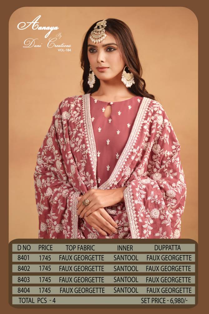 Aanaya Vol 184 By Twisha Faux Georgette Salwar Suits Wholesale Market In Surat
