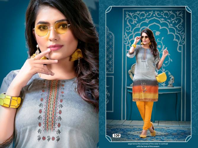 Ft Simran Latest Fancy Designer Ethnic Wear Crepe Printed Kurti With Bottom Collection

