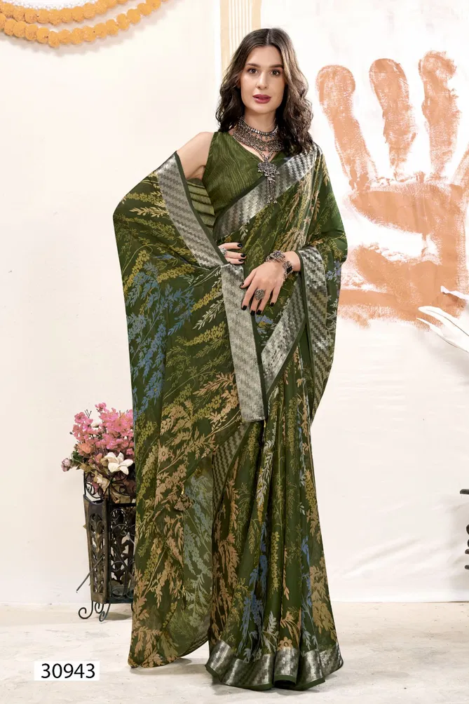 Jiya Vol 9 By Vallabhi Georgette Leaf Printed Sarees Orders In India