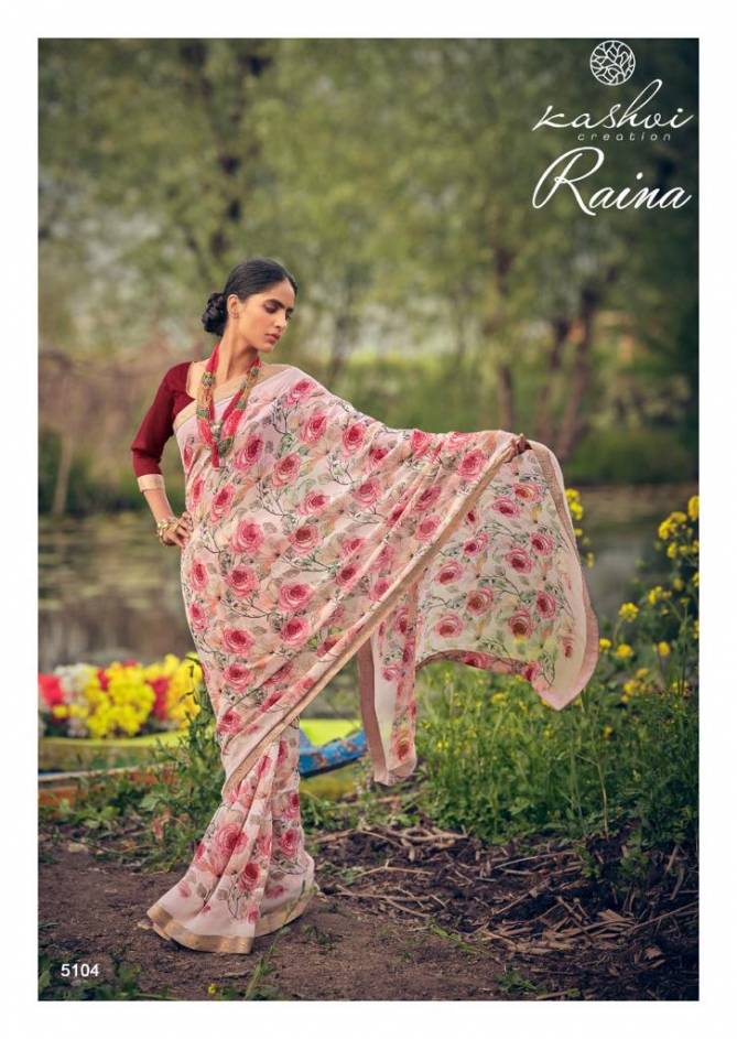 Kashvi Raina Georgette Ethnic Wear Designer Printed Saree Collection
