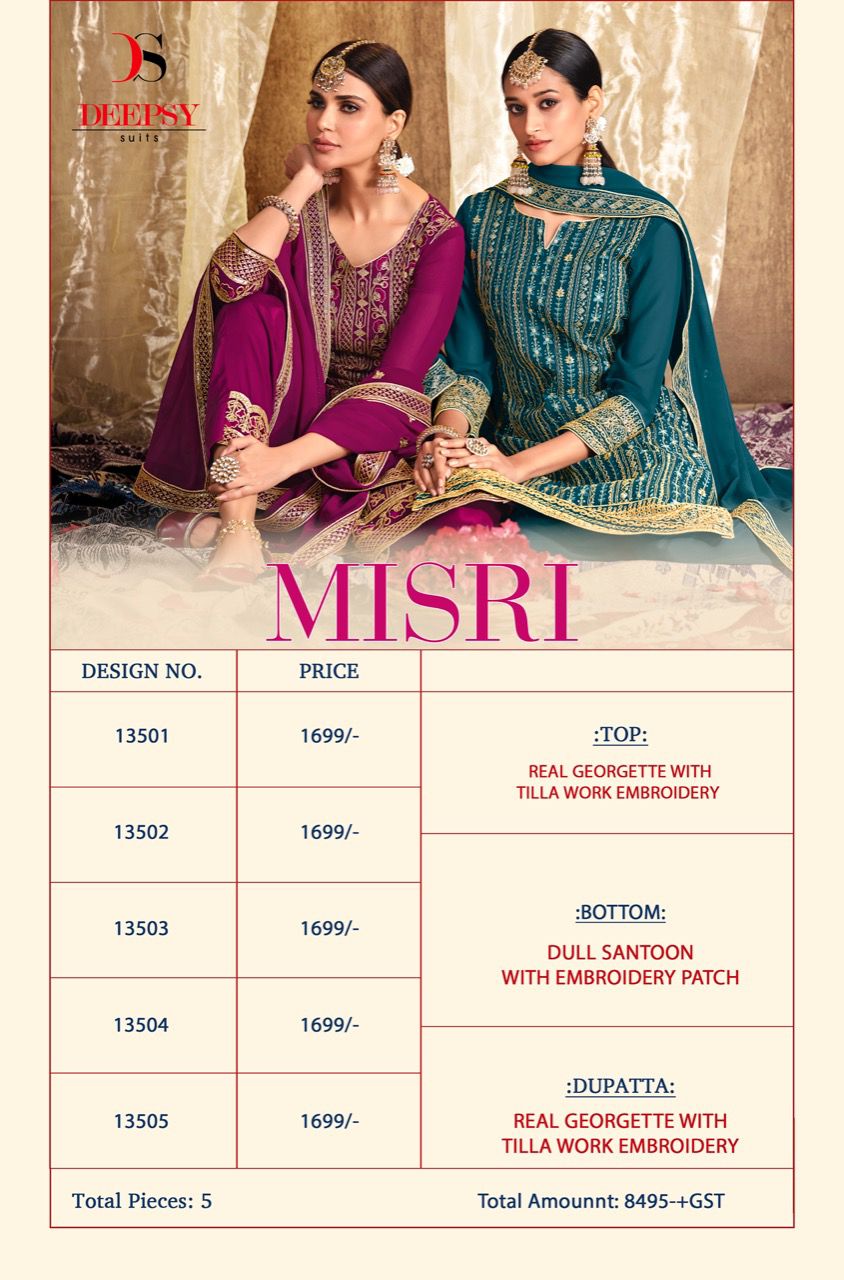 Deepsy Misri Festive Wear Georgette Embroidery Designer Salwar Kameez Collection