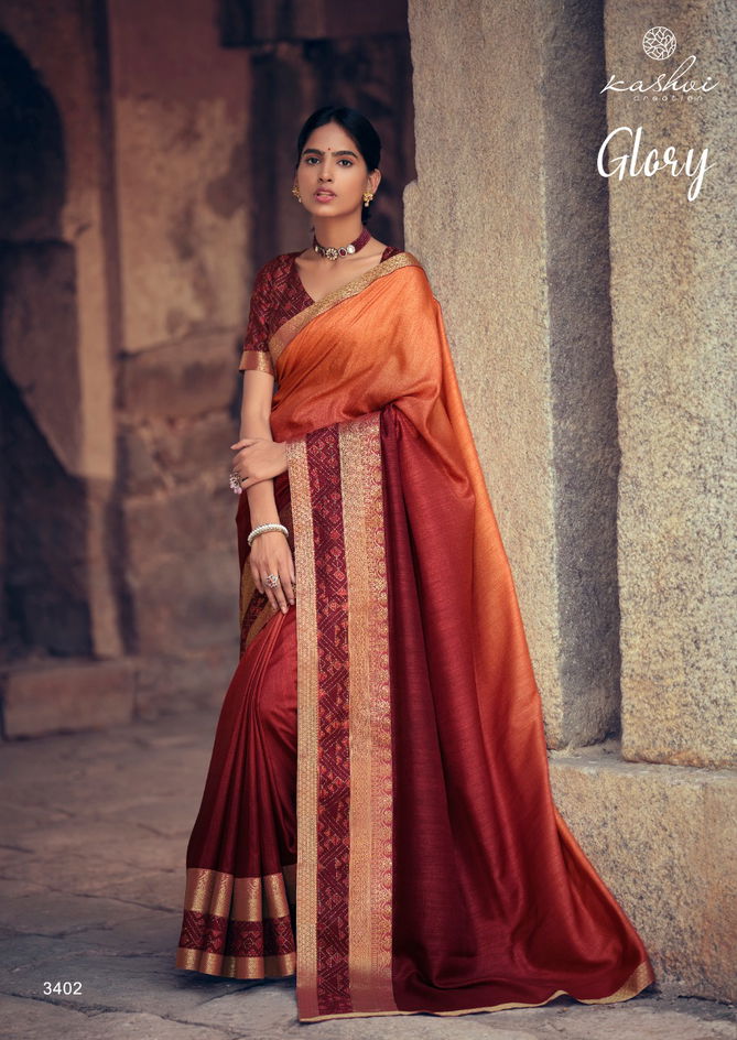 Kashvi Glory Fancy Designer Heavy Festive casual Wear Vichitra Silk Sarees Collection
