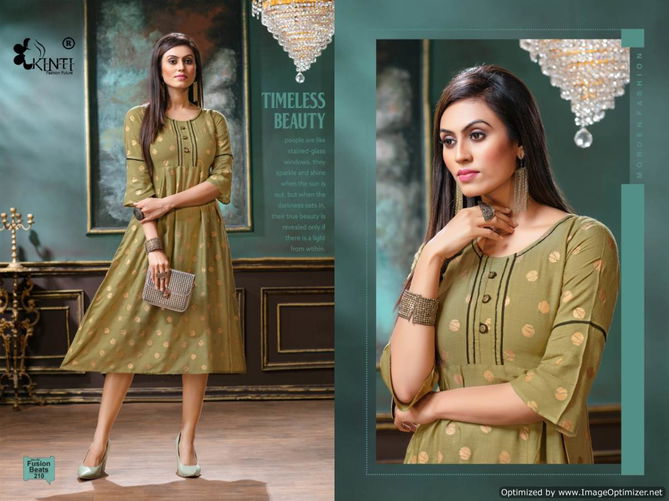 Kinti Fusion Beats Vol 2 Latest Golden Print Heavy Rayon Designer Kurtis Collection 