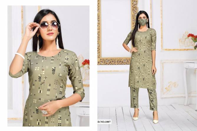 Coffee Bites 2 Casual Wear Rayon Printed Kurti  With Bottom With Mask Collection