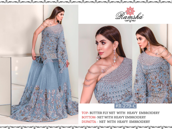 Ramsha R 279 Nx Latest Fancy Designer Wedding Wear Butterfly Net With Heavy Embroidery Work Salwar Kameez Collection
