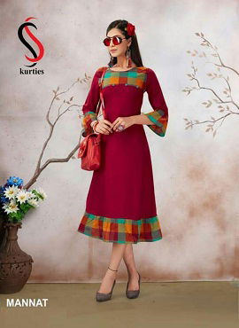 Ss Mannat Latest Beautiful Hand And Neck Designer Daily Wear Anarkali Style Kurti Collection 