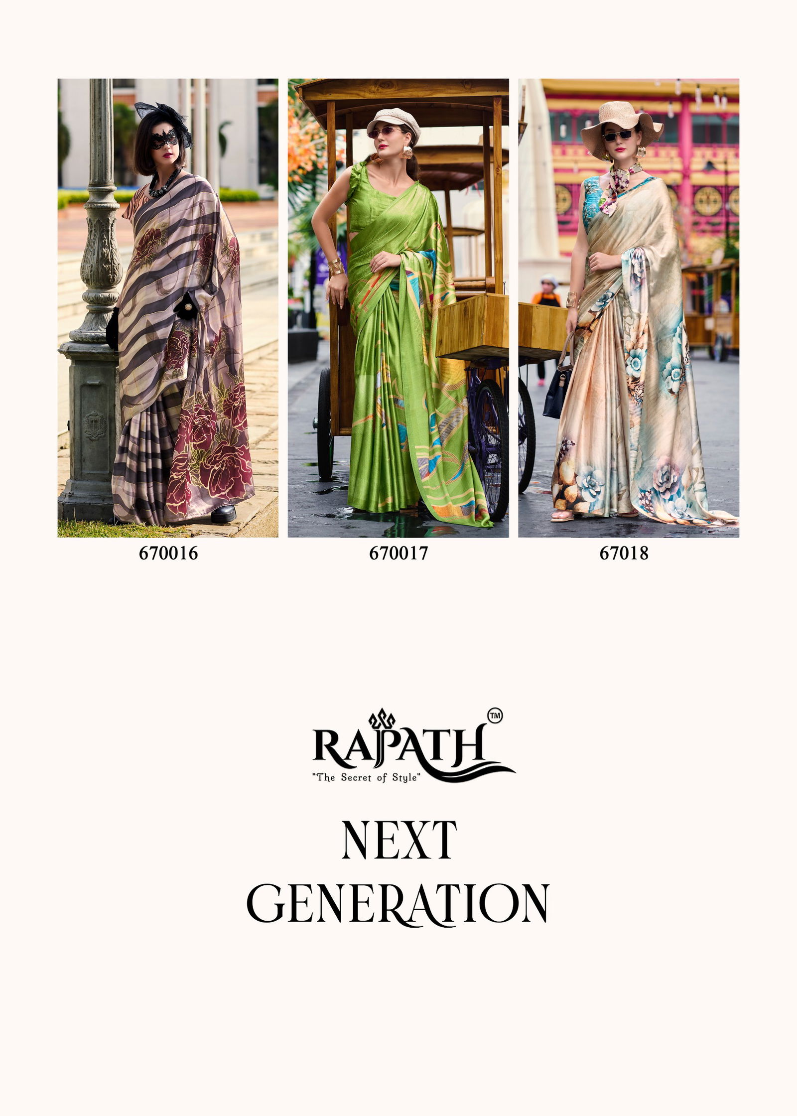 Next Generation 670010 To 670018 By Rajpath Satin Silk Printed Saree Wholesale In India