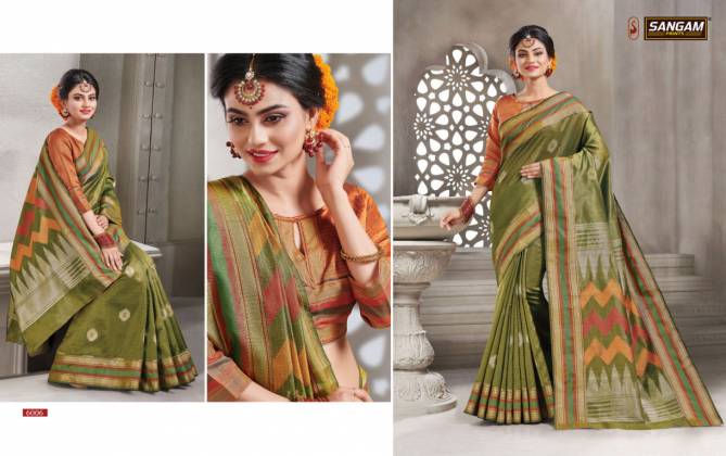 Sangam Shantiniketan Latest Heavy Designer Festive Wear Handloom Silk Fancy Sarees Collection
