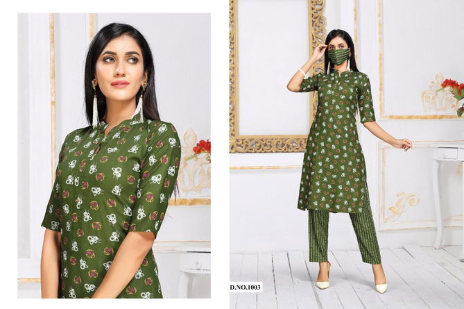 Coffee Bites 2 Casual Wear Rayon Printed Kurti  With Bottom With Mask Collection