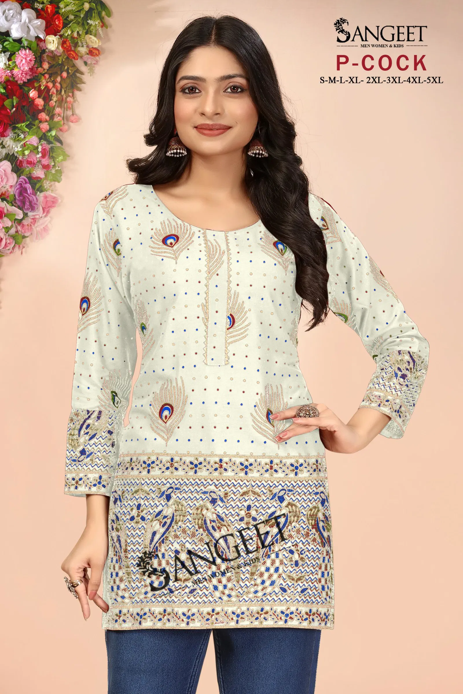 P Cock By Sangeet Rayon Gold Multi Printed Ladies Top Orders In India