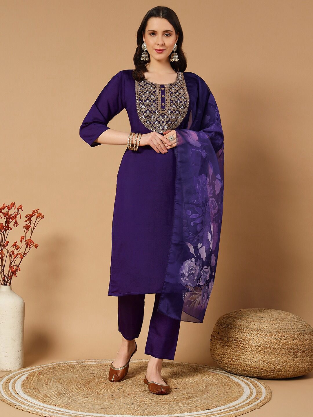 Vt Designer Roman Silk Kurti With Bottom Dupatta Suppliers In India