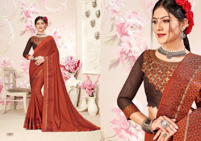 Ronisha Goldie Latest Designer Embroidery Work Blouse With Party Wear Silk Saree Collection 