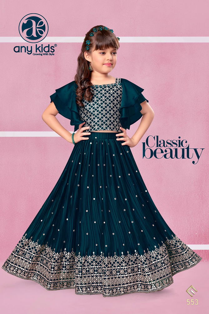 Any Kids 553 Girls Wear Crop Top Lehenga Catalog
