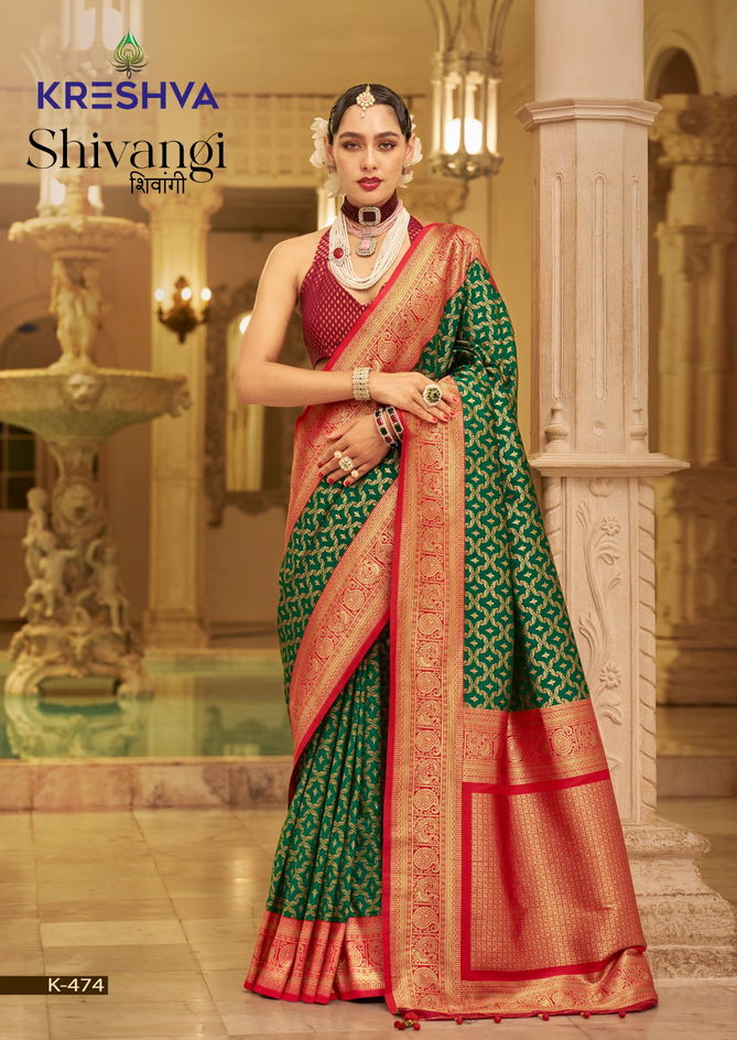 Shivangi By Kreshva Banarasi Pv Silk Wedding Wear Saree Exporters In India