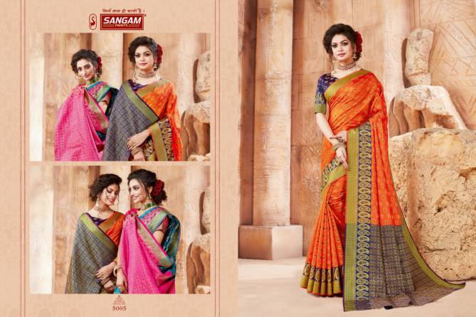 Sangam Shantanam Latest Fancy Festive Wear Heavy Handloom Silk Designer Saree Collection
