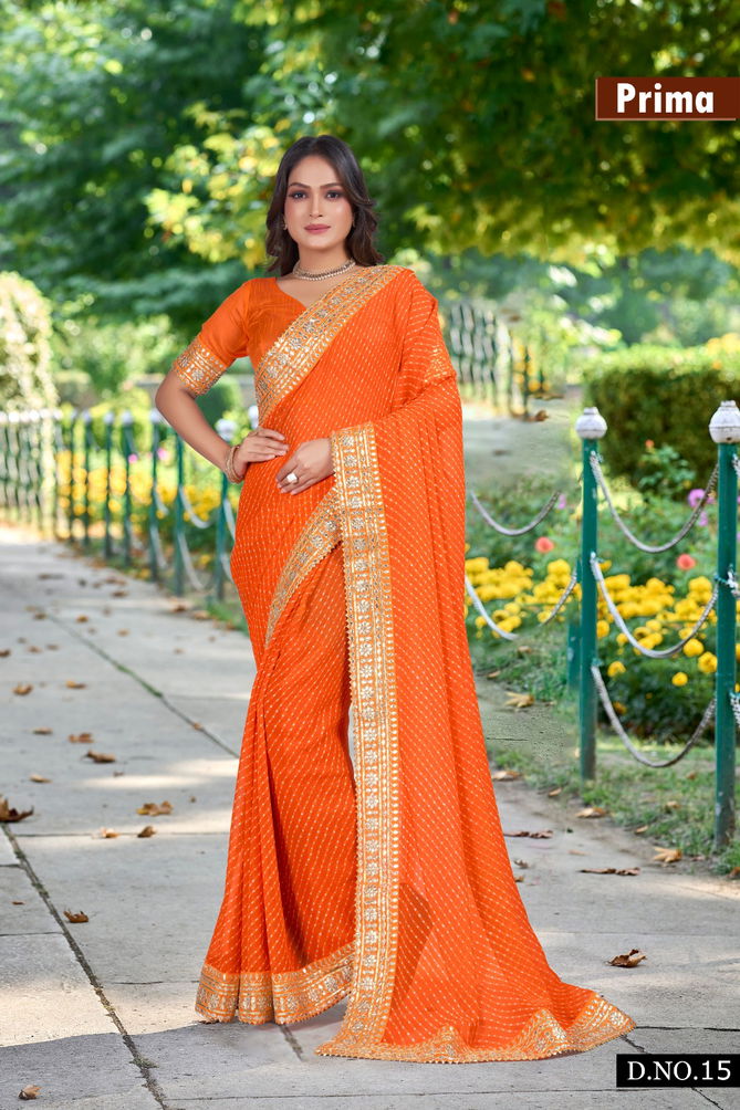 Prima Weightless Georgette Bandhani Sarees Wholesale Market In India