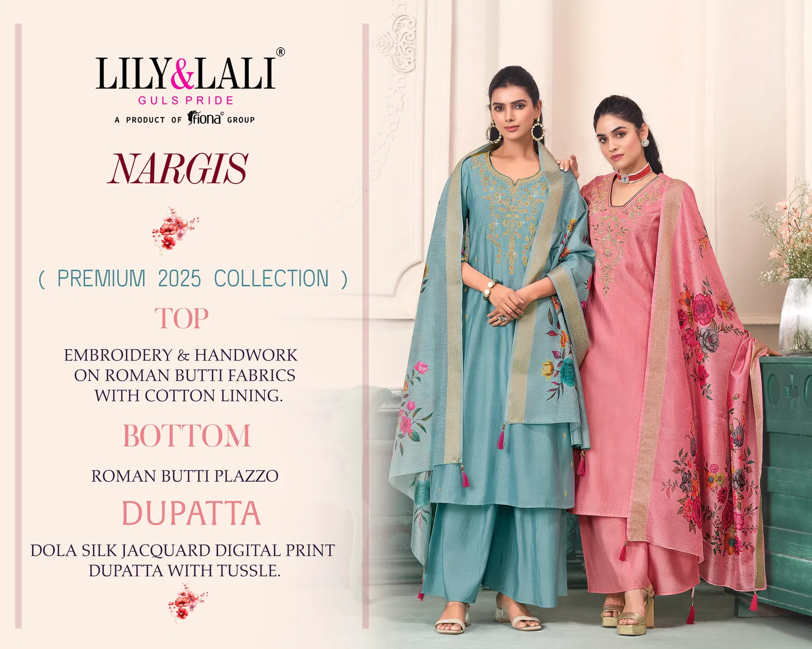 Nargis By Lily And Lali Roman Kurti Bottom With Dupatta Exporters In India