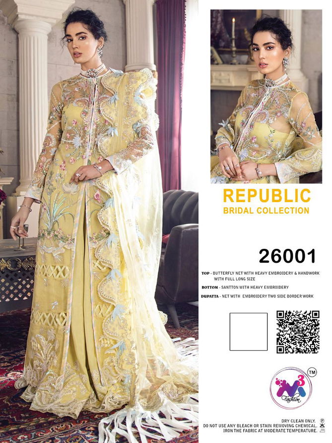 M3 Republic Bridal Coll Premium Fancy Festive Wear Heavy Net Butterfly Net Embroidered Salwar Suit Collection
