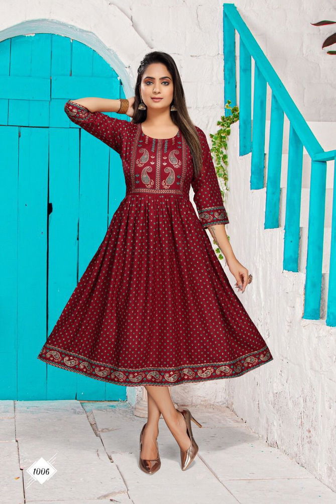 Beauty Queen Sahiba Rayon Designer Ethnic Wear Anarkali Kurti Collection