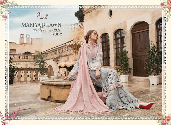 Shree Mariya B Lawn Collection 2021 Vol 2 Latest Fancy Festive Wear Pure Lawn Worked Pakistani Salwar Suits Collection
