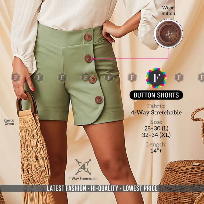 Button Shorts Latest Fancy Paery Wear Stretchable Shorts Collection
