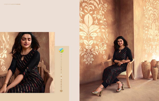 VINAY FASHION LIGHTNING VOL-4 Latest Fancy Festive Wear Pure Viscose Dola Jacquard With Minakari Work Heavy Kurti With Palazzo Collection