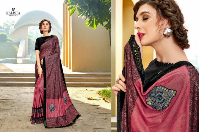 Kalista One Plus Latest Designer Party Wear Frill Design Vichitra Silk Saree Collection 