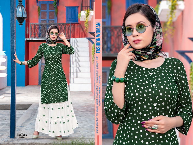 Padma 6 Fancy Festive Wear Rayon Printed Designer Kurtis With Skirt Collection
