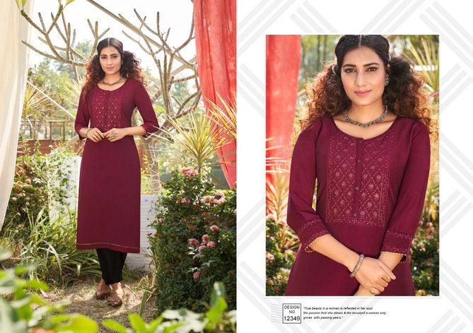 KALAROOP KITES Latest Fancy Ethnic Wear Lining Silk With Embroidery And sequence Neck Work With Bottom Kurti Collection