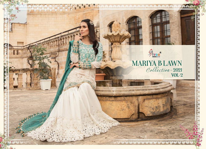 Shree Mariya B Lawn Collection 2021 Vol 2 Latest Fancy Festive Wear Pure Lawn Worked Pakistani Salwar Suits Collection
