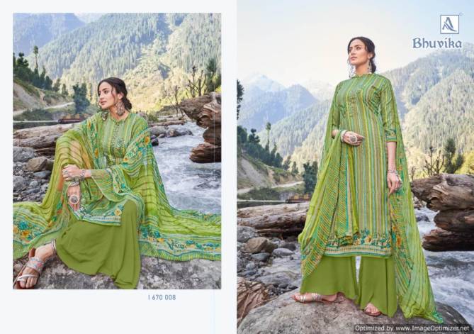 Alok Bhavika Latest Designer Pure Wool Pashmina Digital Print with Thread Embroidery Work Dress Material Collection 