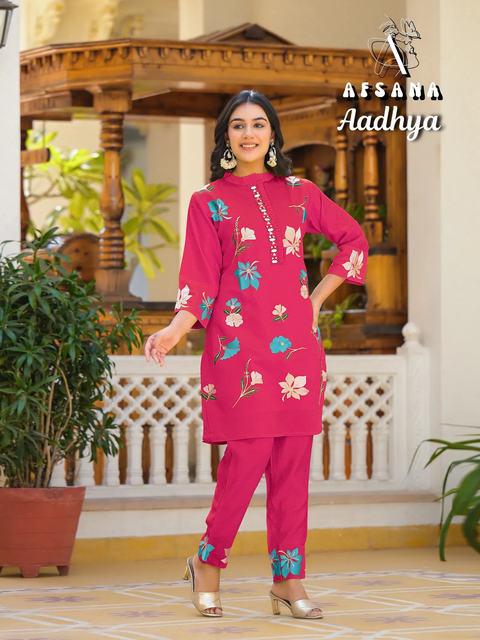 Aadhya By Afsana Roman Embroidery Co Ord Set Exporters In India