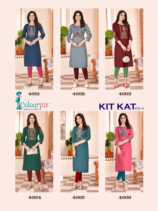 Kit Kat Vol 4 By Colourpix Rayon Weaving Designer Kurtis Catalog
