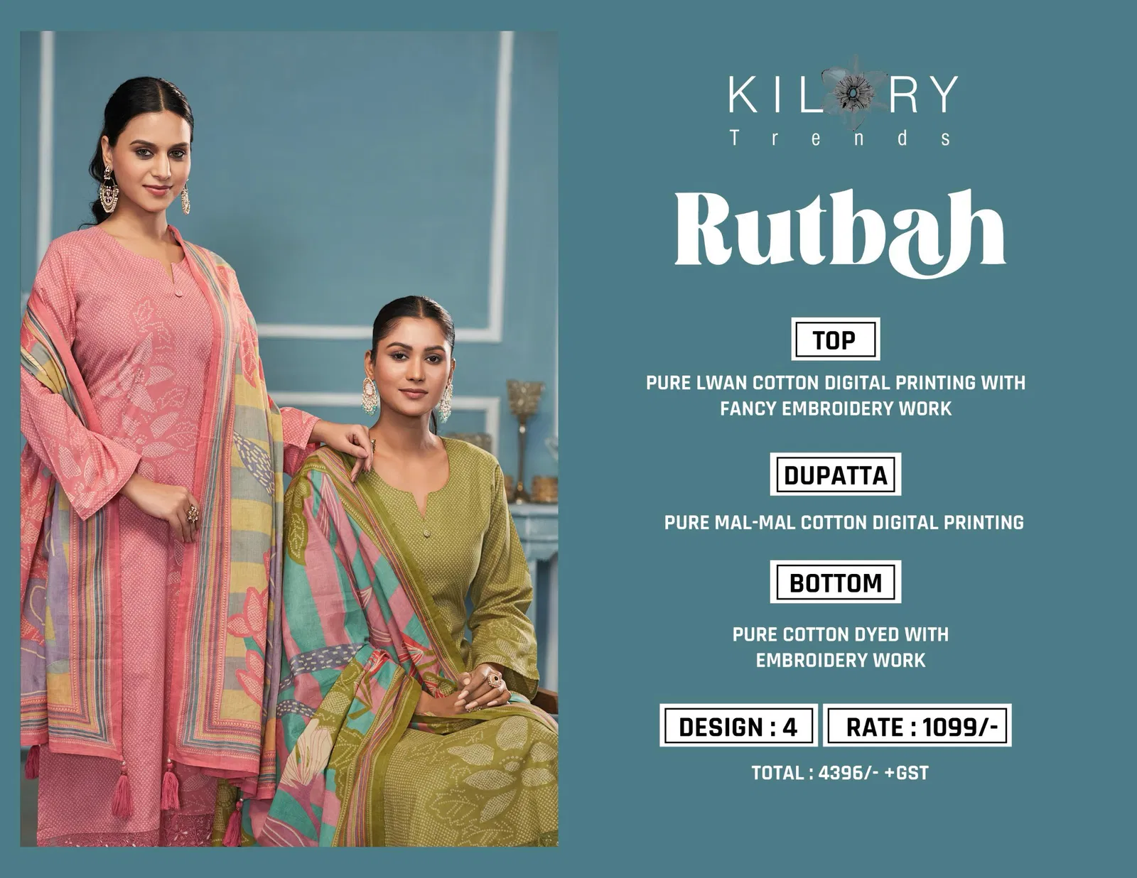 Rutbah By Kilory Lawn Cotton Digital Printed Salwar Kameez Online Wholesale